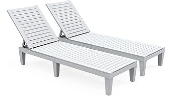 The image shows stylish chaise lounges perfect for enjoying a poolside relaxation experience.