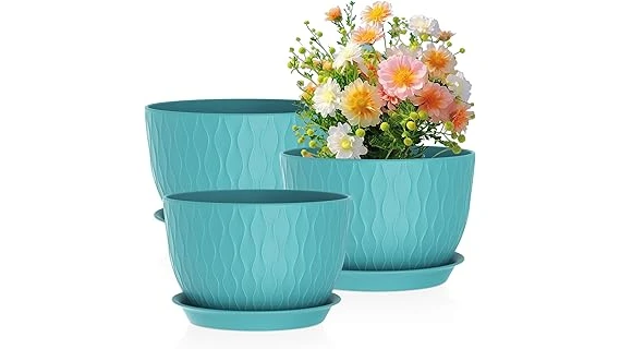 This image shows vibrant outdoor planters in various colors, perfect for your garden.
