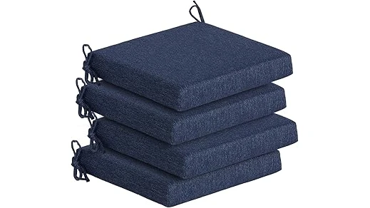 The image shows colorful outdoor furniture cushions, perfect for adding comfort and style to your patio.