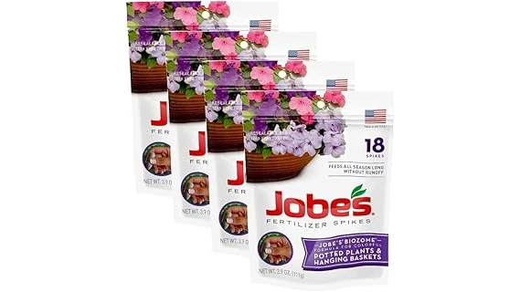 The image shows lush, vibrant hanging baskets overflowing with colorful flowers, highlighting the best fertilizer.