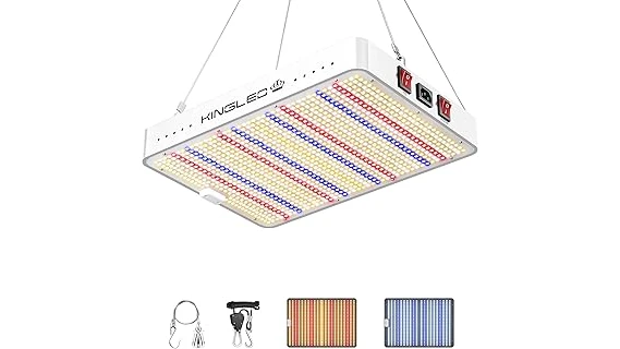 The image shows several high-quality LED grow lights, ideal for cultivating marijuana indoors.