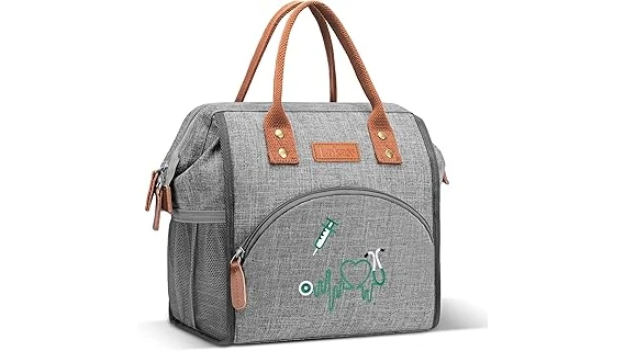The image shows an array of colorful and practical lunch bags, perfect for nurses.