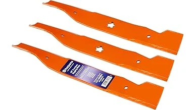 The image shows various mower blades selected for the best bagging performance.