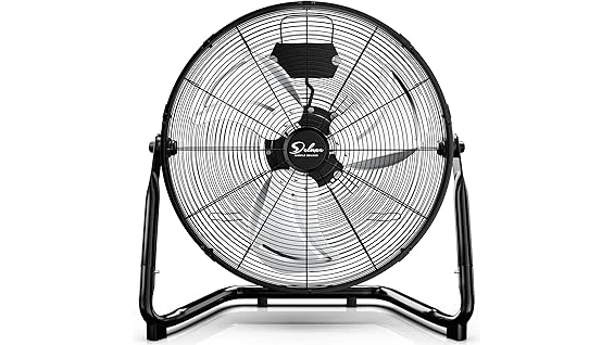 The image shows a sleek outdoor fan designed to withstand salty air, ideal for coastal environments.