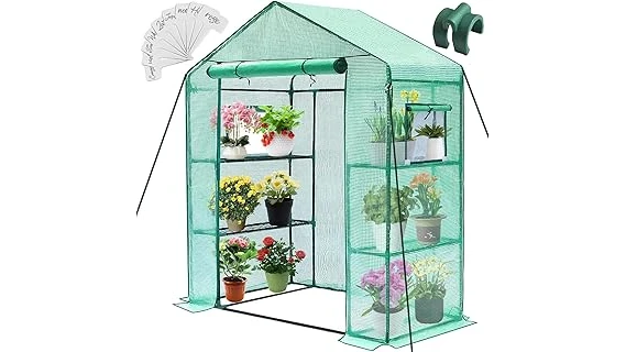 The image shows a variety of popular outdoor greenhouses perfect for winter gardening.