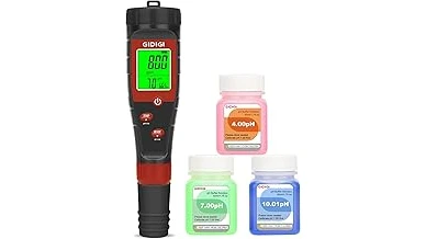 The image shows a collection of digital pH testers arranged for a hydroponics setup.