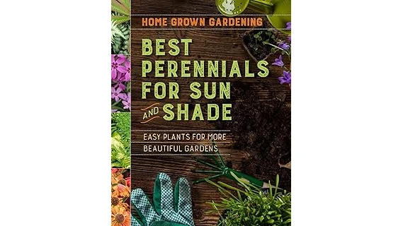 The image shows a lush, shaded garden filled with various vibrant green plants, perfect for the Best 10 Plants for Mostly Shade.