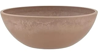 The image shows an assortment of shallow planters filled with diverse, colorful plants suitable for small spaces.