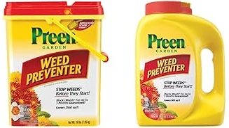 The image shows a variety of pre-emergent weed killer products, perfect for the Best 10 Pre Emergent for Weeds list.