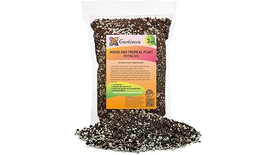 The image shows a selection of different soil mixes perfect for tropical indoor plants.