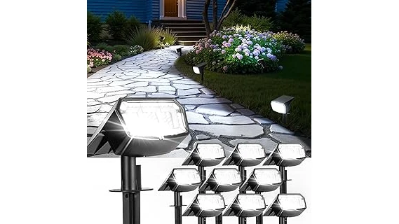 The image shows a beautifully lit tree at night, highlighting some of the best solar lights for trees.