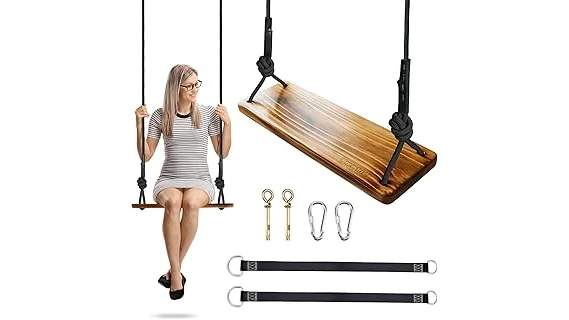 This image shows a variety of comfortable tree swings suitable for adults, perfect for relaxing outdoors.