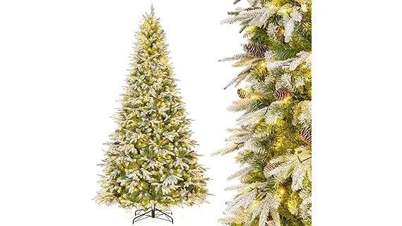 The image shows a beautifully decorated 10 9 foot artificial Christmas tree, a best-selling option.