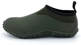 The image shows a collection of durable, protective boots ideal for lawn care professionals and enthusiasts.