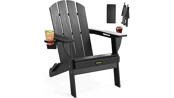 The image shows a cozy outdoor seating area with several comfortable chairs arranged around a glowing fire pit.