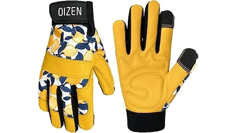 The image shows several pairs of durable gardening gloves ideal for safely pulling thistles.