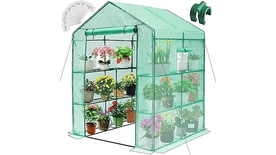 The image shows a selection of sturdy greenhouses designed for cold climates, ideal for extending your growing season.