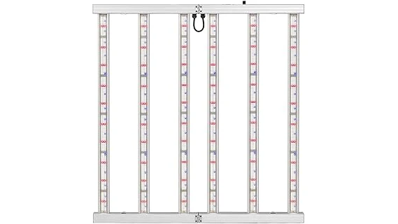 The image shows a collection of powerful LED grow lights arranged for best performance in a 4x4 grow tent.