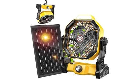 The image shows a variety of best-selling outdoor fans for cooling a patio space.