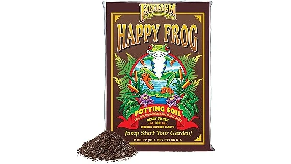 The image shows a selection of potting soil bags, ideal for transplanting seedlings.