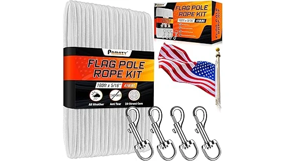 The image shows a coiled, durable rope, ideal for flagpole use as a best-selling option.