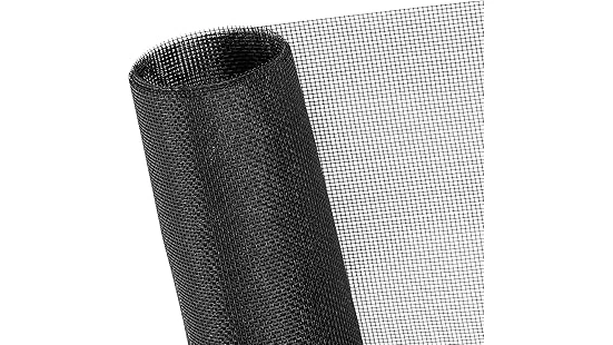 The image shows a patio with a clear screen mesh providing a barrier against insects.