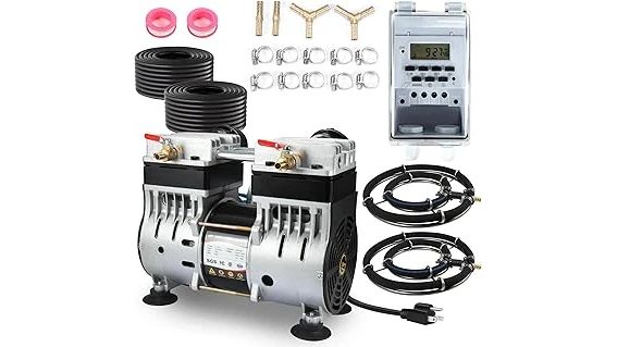 The image shows a solar-powered pond aerator in a pond, likely from a selection of best sellers.