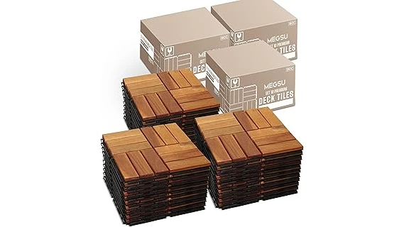 The image shows a beautiful outdoor patio featuring a selection of popular tile designs for sale.