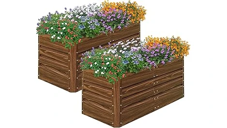 The image shows a beautifully constructed garden box made from high-quality wood, ideal for the best selling 10 woods for garden boxes.