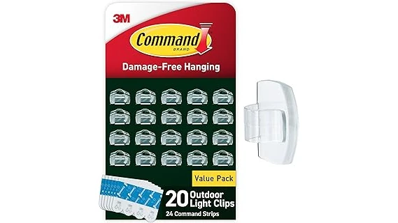 The image shows a variety of clips for hanging Christmas lights, featuring the most popular 10 options.