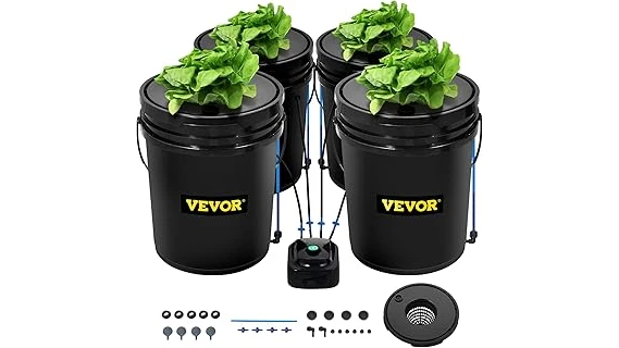 The image shows a sleek, modern hydroponic system cultivating healthy cannabis plants indoors.
