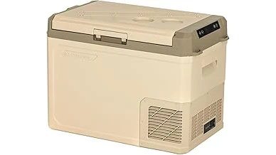 The image shows a gleaming stainless steel outdoor refrigerator perfect for keeping drinks cool in hot weather.