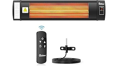 The image shows a stylish outdoor patio heater, one of the most popular choices for warm gatherings.