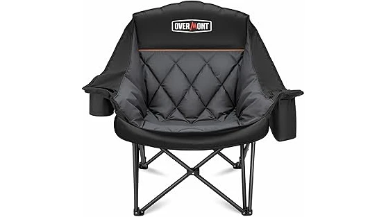 The image shows a collection of comfortable, spacious patio chairs suitable for larger individuals.