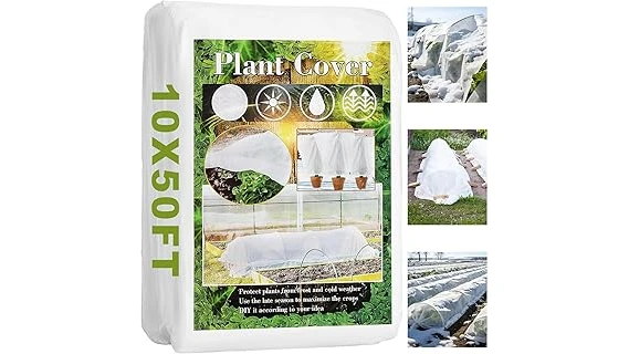 The image shows various plant covers, showcasing popular options for frost protection.