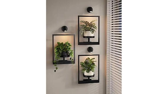 The image shows a vibrant wall planter filled with lush greenery, showcasing popular indoor wall plants.
