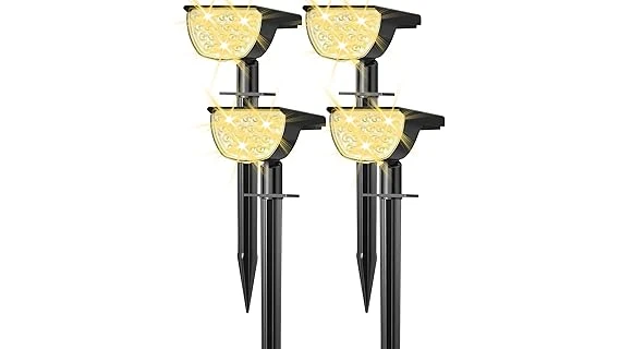 The image shows various top solar spotlights for illuminating yards, highlighting popular outdoor lighting choices.