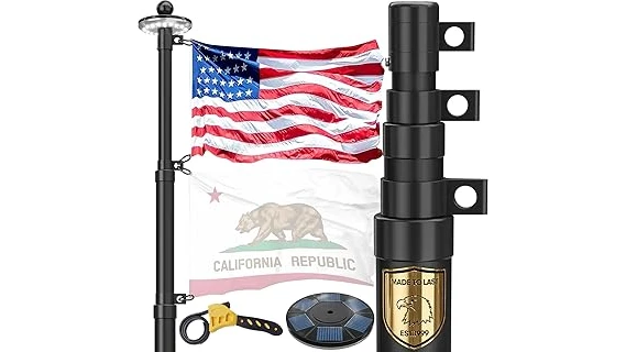 Most Popular 10 Telescoping Flagpole With Solar Light