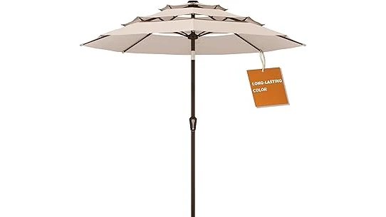 The image shows a collection of durable umbrellas, ideal for windy decks.