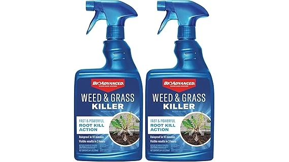 The image shows a curated selection of weed spray bottles suitable for maintaining beautiful flower beds.