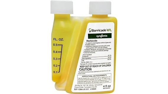 The image shows two bottles of pre emergent weed killer for controlling grass burrs effectively.