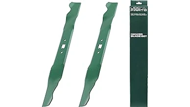 The image shows a collection of shiny 21 inch lawn mower blades, perfect for your top 10 list.