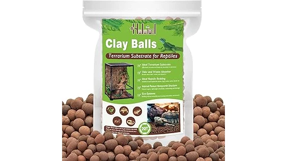 The image shows a close-up of clay pebbles used in hydroponic systems for plant growth.