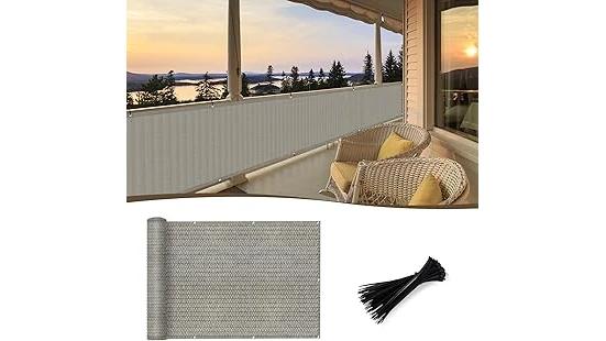 The image shows a beautiful wooden deck in bright sunshine, perfect for hot weather deck materials.