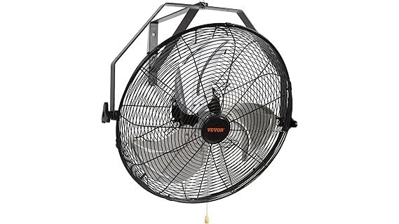 The image shows a stylish outdoor patio fan, perfect for comfortable outdoor living spaces.
