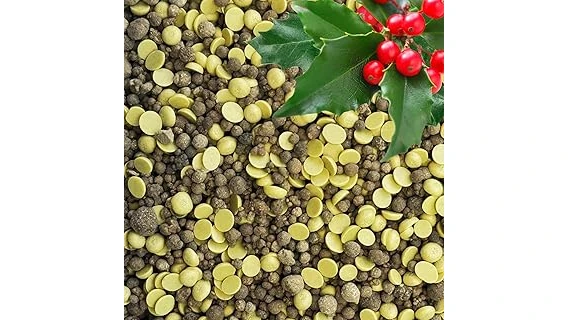 The image shows various fertilizer bags suitable for improving clay soil lawns, part of a top 10 list.