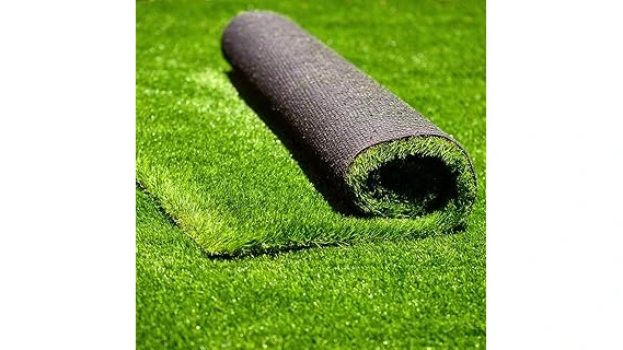 This image shows a dog relaxing on a lush green ground cover, perfect for yards.