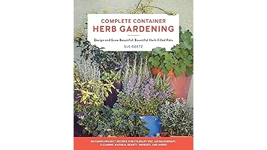 This image shows various herbs in pots, perfect for a container gardening guide.