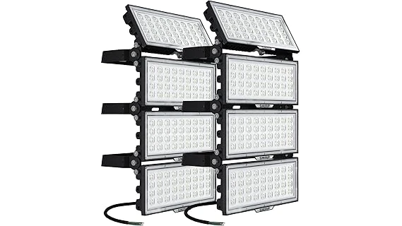 The image shows a bright outdoor light illuminating a pathway, relevant to top lumens for outdoor lighting.