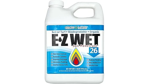 The image shows a collection of bottles and containers, representing top wetting agents for lawn care.